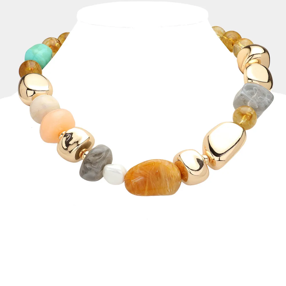 iLLASPARKZ Chunky Multi Pebble Beaded Necklace