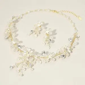 iLLASPARKZ Clear Beaded Floral Branch Necklace