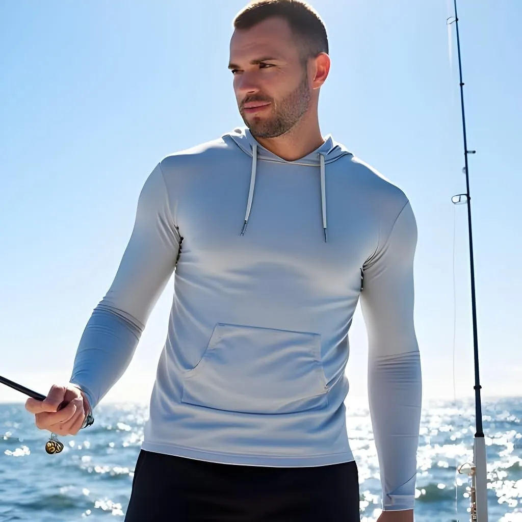INGEAR Sun Shirts for Men - Lightweight SPF 50  UV Protection Hoodie with Pocket for Fishing, Running, Hiking, Swim Rashguard