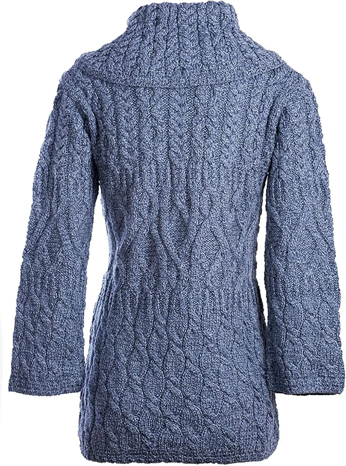 Irish Long Cardigan for Women 100% Merino Wool Knit 3 Pattern Made in Ireland