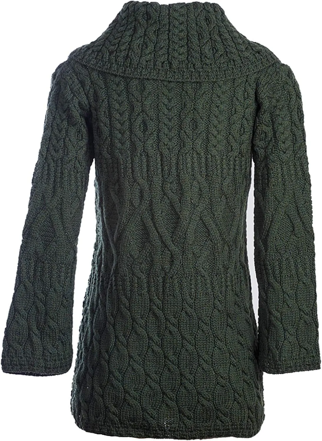 Irish Long Cardigan for Women 100% Merino Wool Knit 3 Pattern Made in Ireland