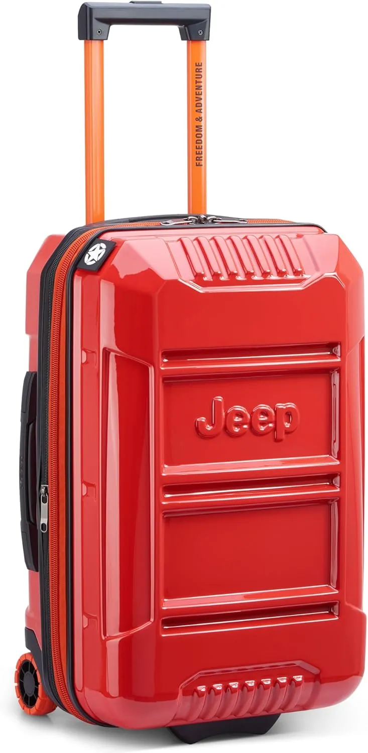 Jeep JH003B Hardside Expandable Luggage with Two Wheels, Tomato, Carry-On 21 Inch