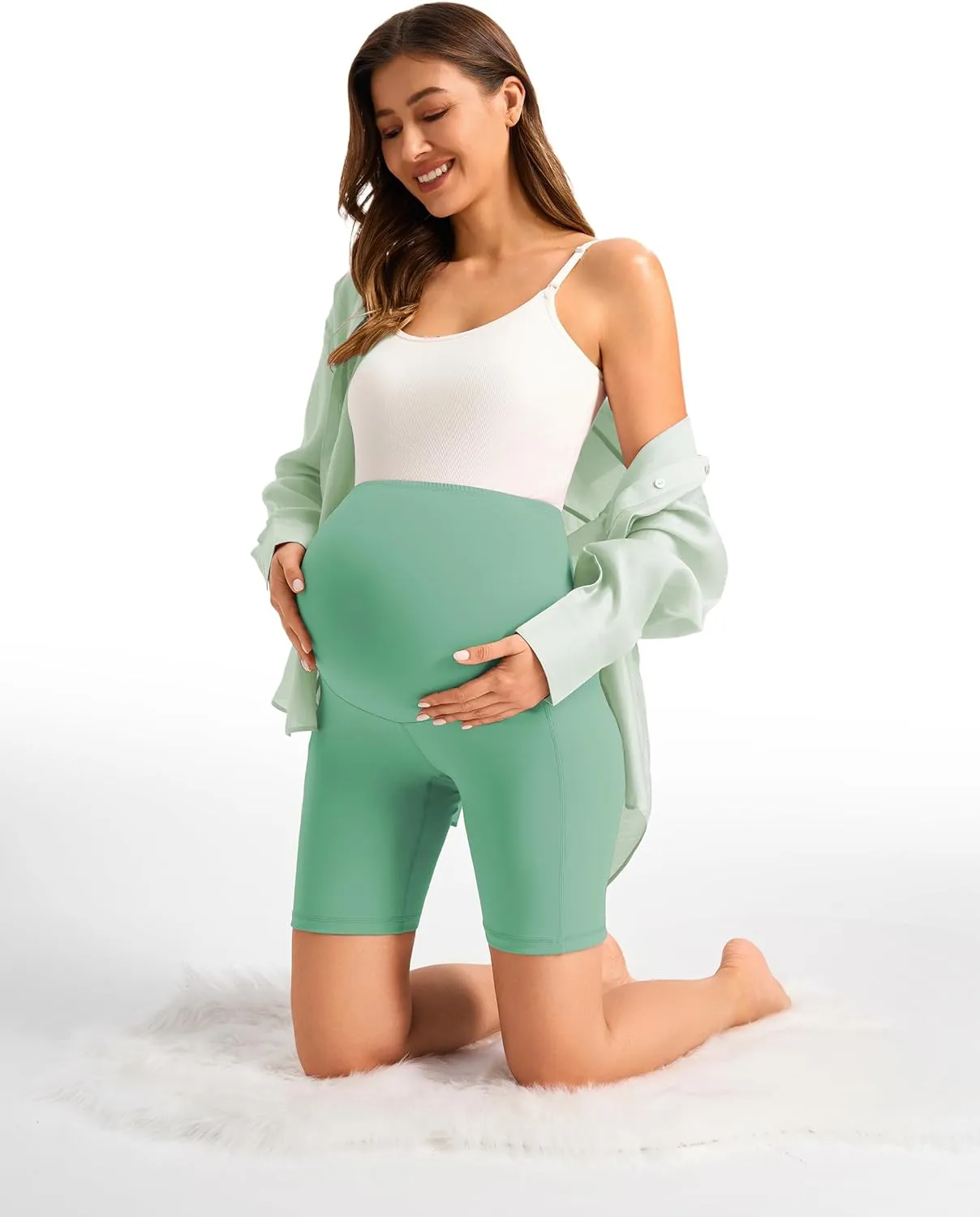 JOYSPELS Maternity Shorts Over The Belly Bump Athletic Workout Pregnancy Short with Pockets