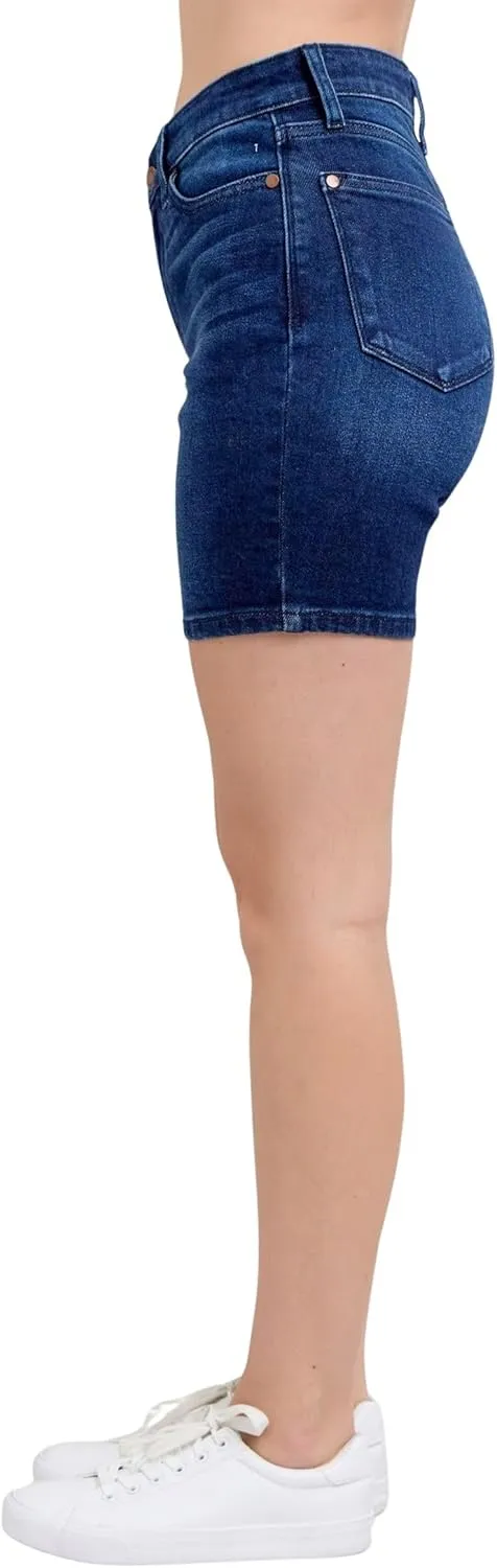 Judy Blue Women's High-Rise V-Front Waistband Bermuda Denim Shorts