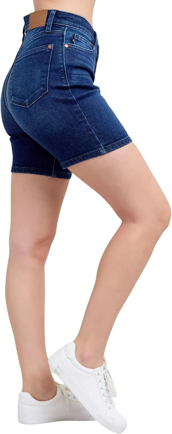 Judy Blue Women's High-Rise V-Front Waistband Bermuda Denim Shorts