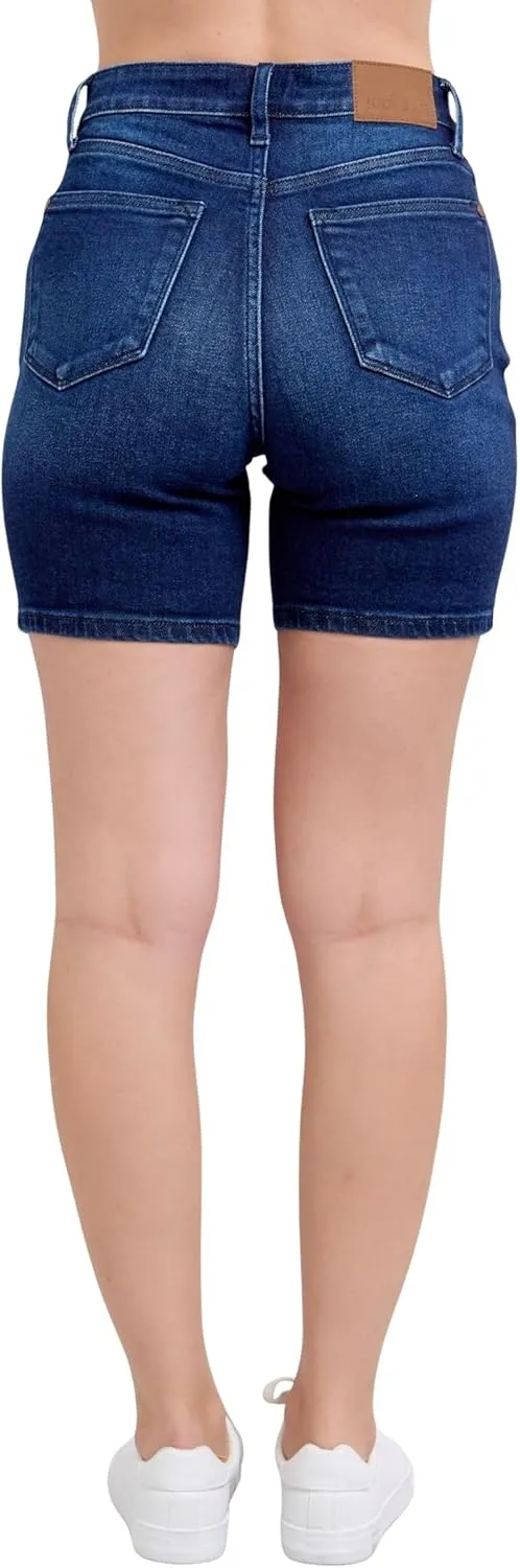 Judy Blue Women's High-Rise V-Front Waistband Bermuda Denim Shorts