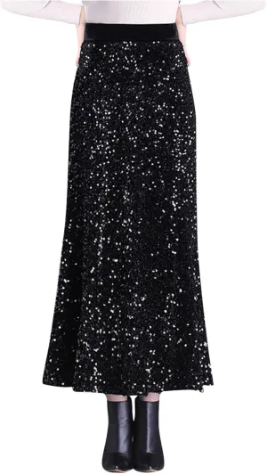 Juniors Elegant Skorts for Women Maxi Long Loose Fit Sequin Sparkly High Cut Pencil Glitter Basic Skorts 2025