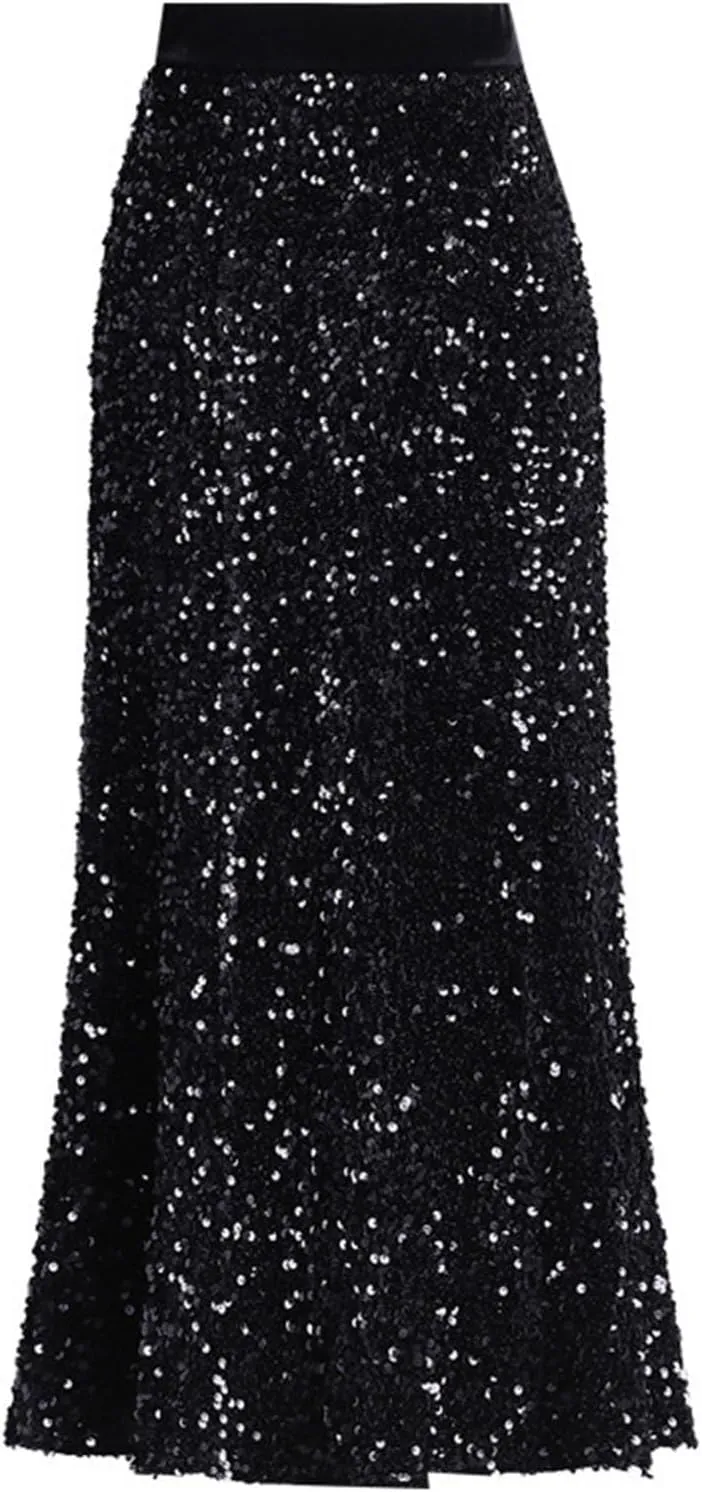 Juniors Elegant Skorts for Women Maxi Long Loose Fit Sequin Sparkly High Cut Pencil Glitter Basic Skorts 2025