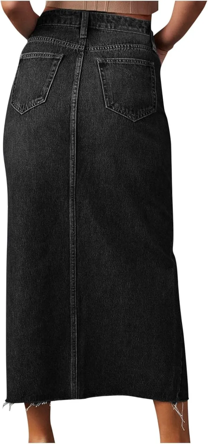 Juniors Skirt for Women Denim Maxi Long Western Slit Plain Skorts 2025