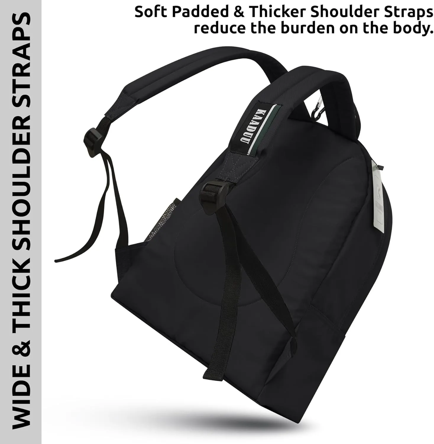 KAADUU TRAVEL BACKPACK LIGHTWEIGHT CASUAL DAYPACK GYM BACKPACK LAPTOP BACKPACK SPORT BACKPACK RUCKSACK CAMPING BACKPACK 16.5 (Black)