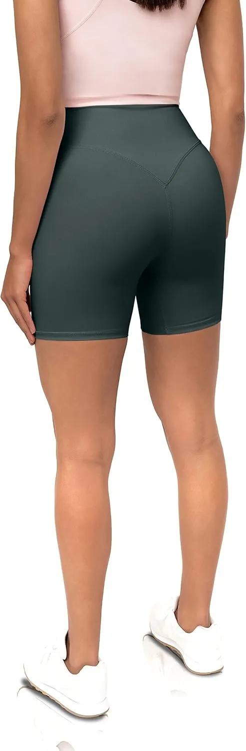 Kamo Fitness Ellyn High Waisted Yoga Shorts 6" Inseam Butt Lifting Tie Dye Soft Workout Pants Tummy Control