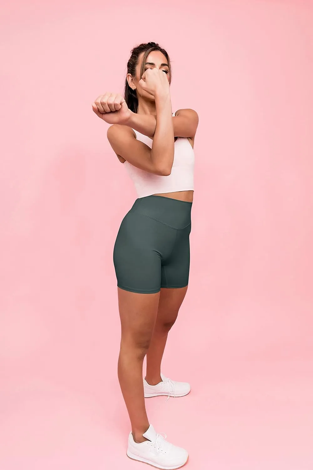 Kamo Fitness Ellyn High Waisted Yoga Shorts 6" Inseam Butt Lifting Tie Dye Soft Workout Pants Tummy Control