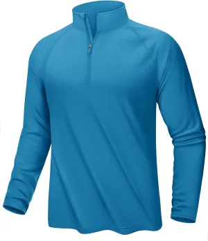 KEFITEVD Long Sleeve Shirts for Mens UPF 50  1/4 Zip Pullover Shirts Outdoor Cooling Athletic Shirt Swim Summer Rash Guard