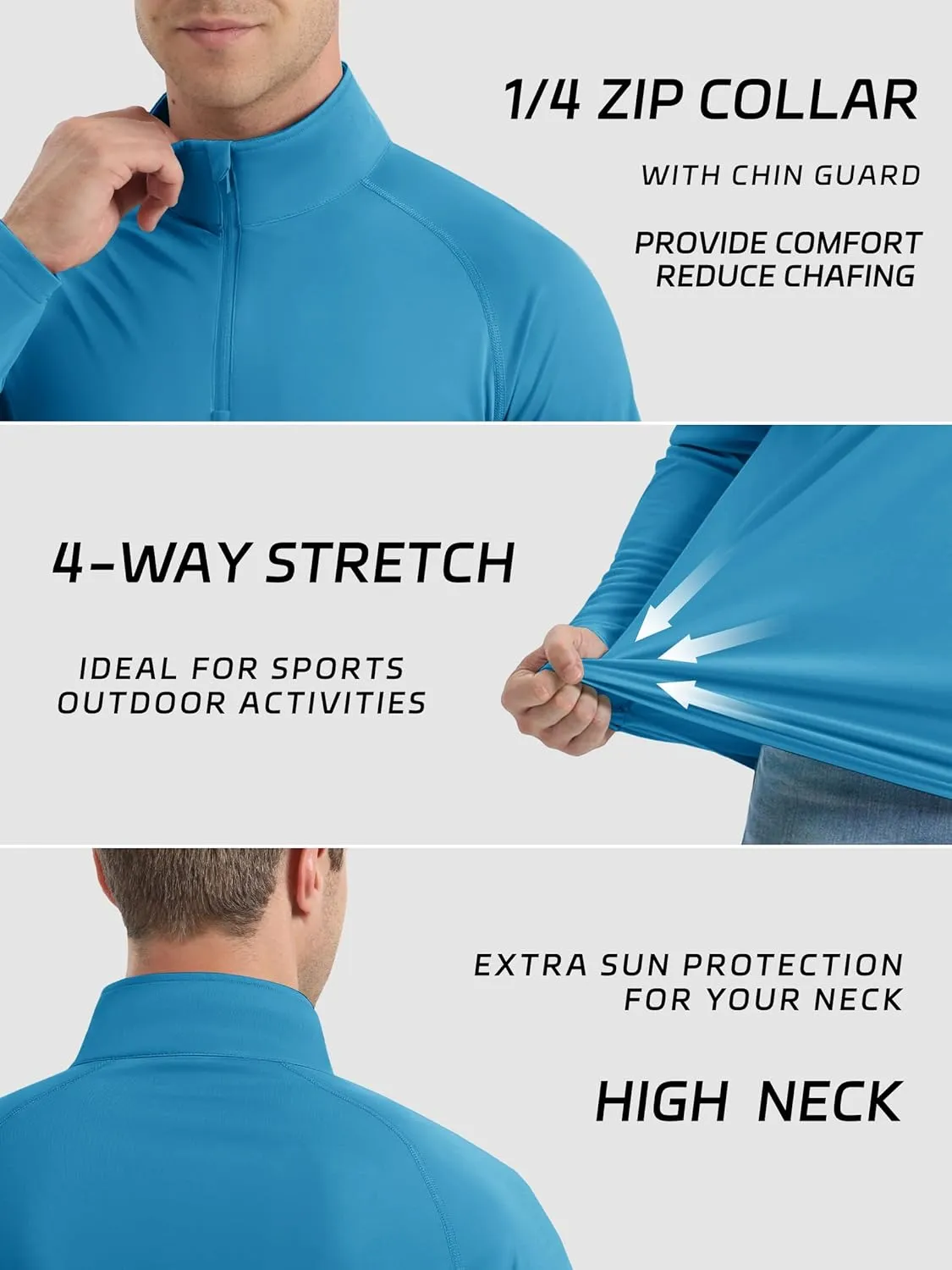 KEFITEVD Long Sleeve Shirts for Mens UPF 50  1/4 Zip Pullover Shirts Outdoor Cooling Athletic Shirt Swim Summer Rash Guard