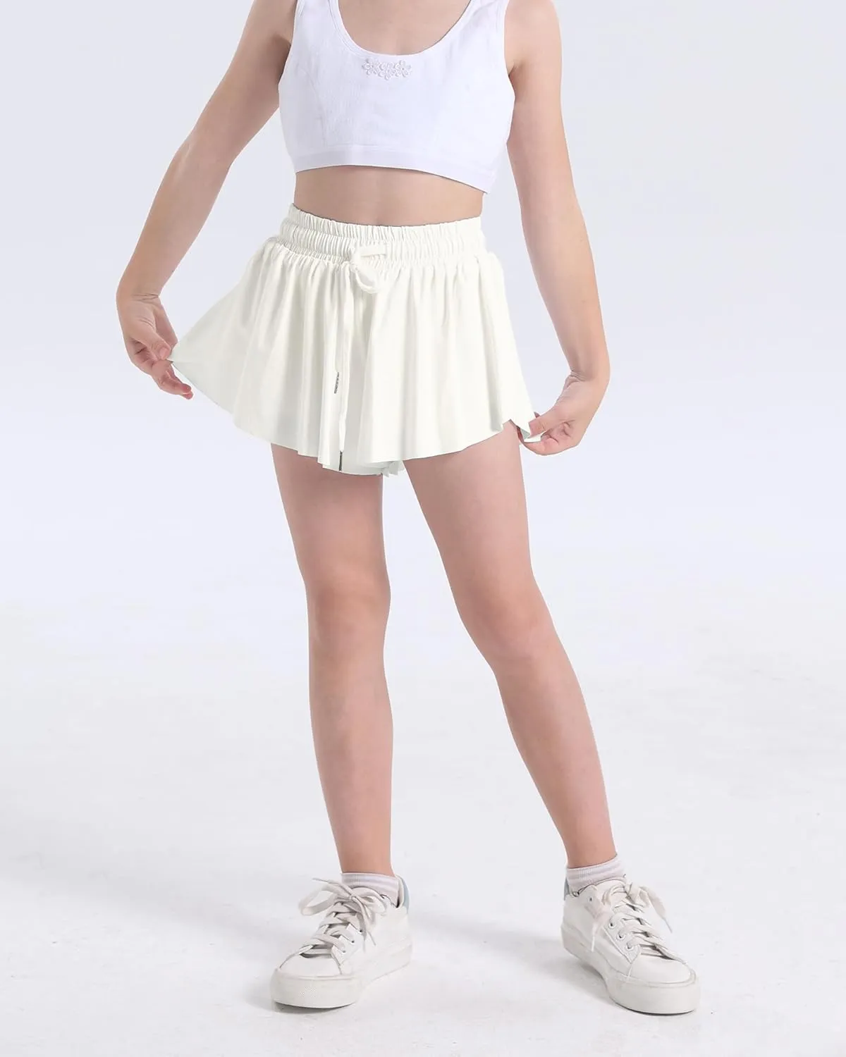 KEREDA Girls Flowy Shorts,Butterfly Shorts for Teen Girls with Spandex Liner 2-in-1 for Running,Gym,Athletic,Workout1/2/3Pack