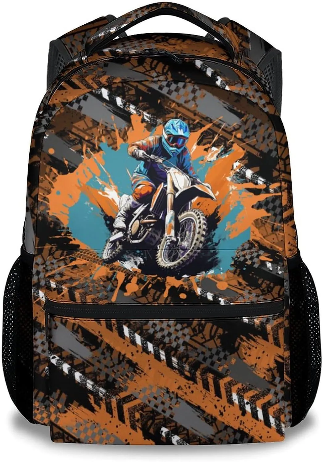 Kids Bookbag - Motorcycle Backpack for Boys - 17 Inch School Backpack for Primary Middle - Cool School Bag for Children