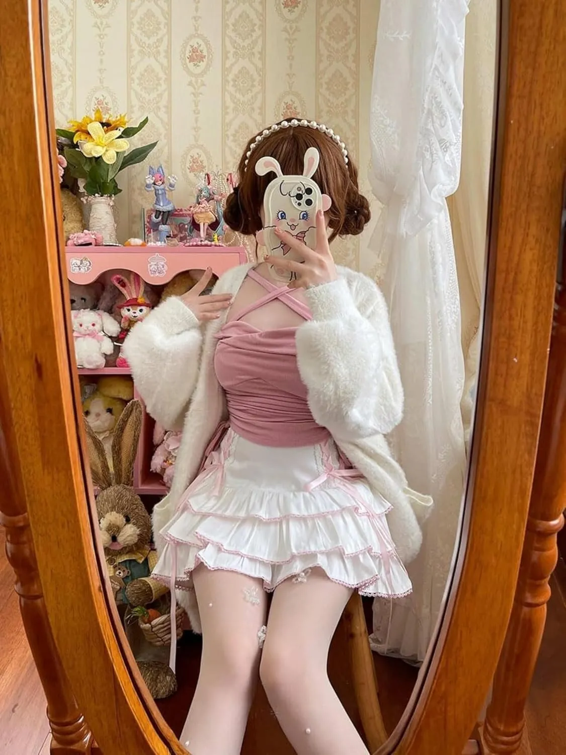Lolita Tiered Mini Skirt Women Skorts Kawaii Layered Ruffle High Waist Lace Up A Line Cute Skirts for Teen Girls