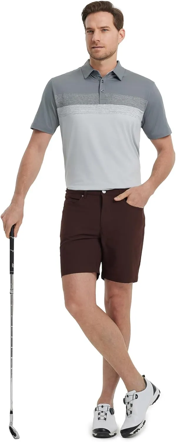 M MAELREG Golf Shirts for Men Dry Fit Performance Chest Print Color Block Moisture Wicking Casual Short Sleeve Polo Shirts