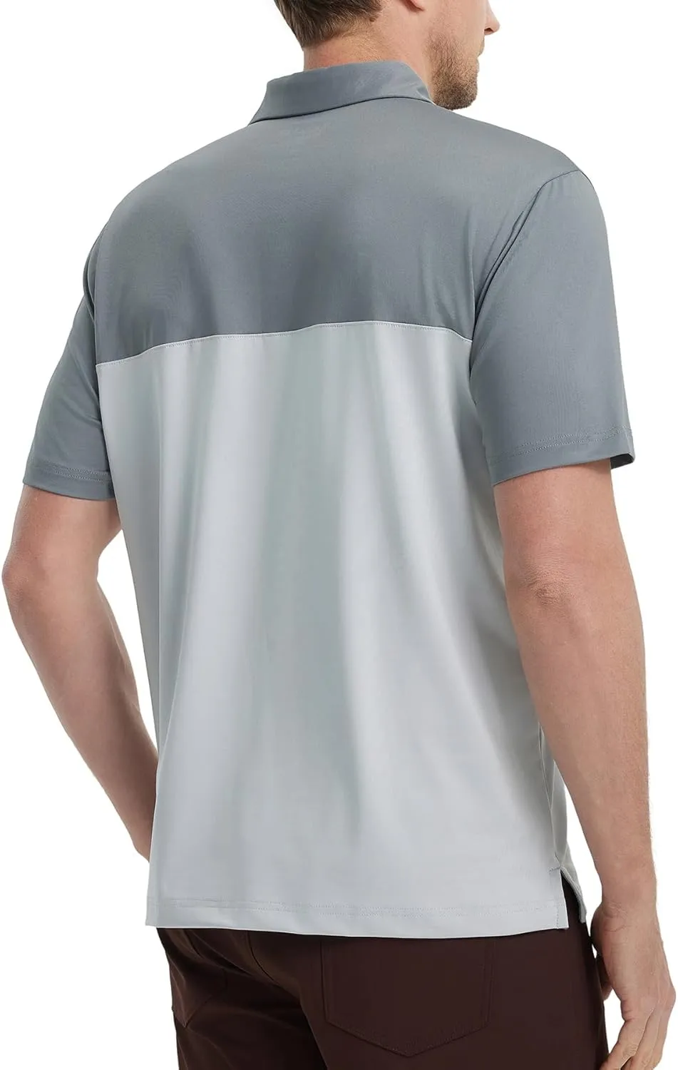 M MAELREG Golf Shirts for Men Dry Fit Performance Chest Print Color Block Moisture Wicking Casual Short Sleeve Polo Shirts