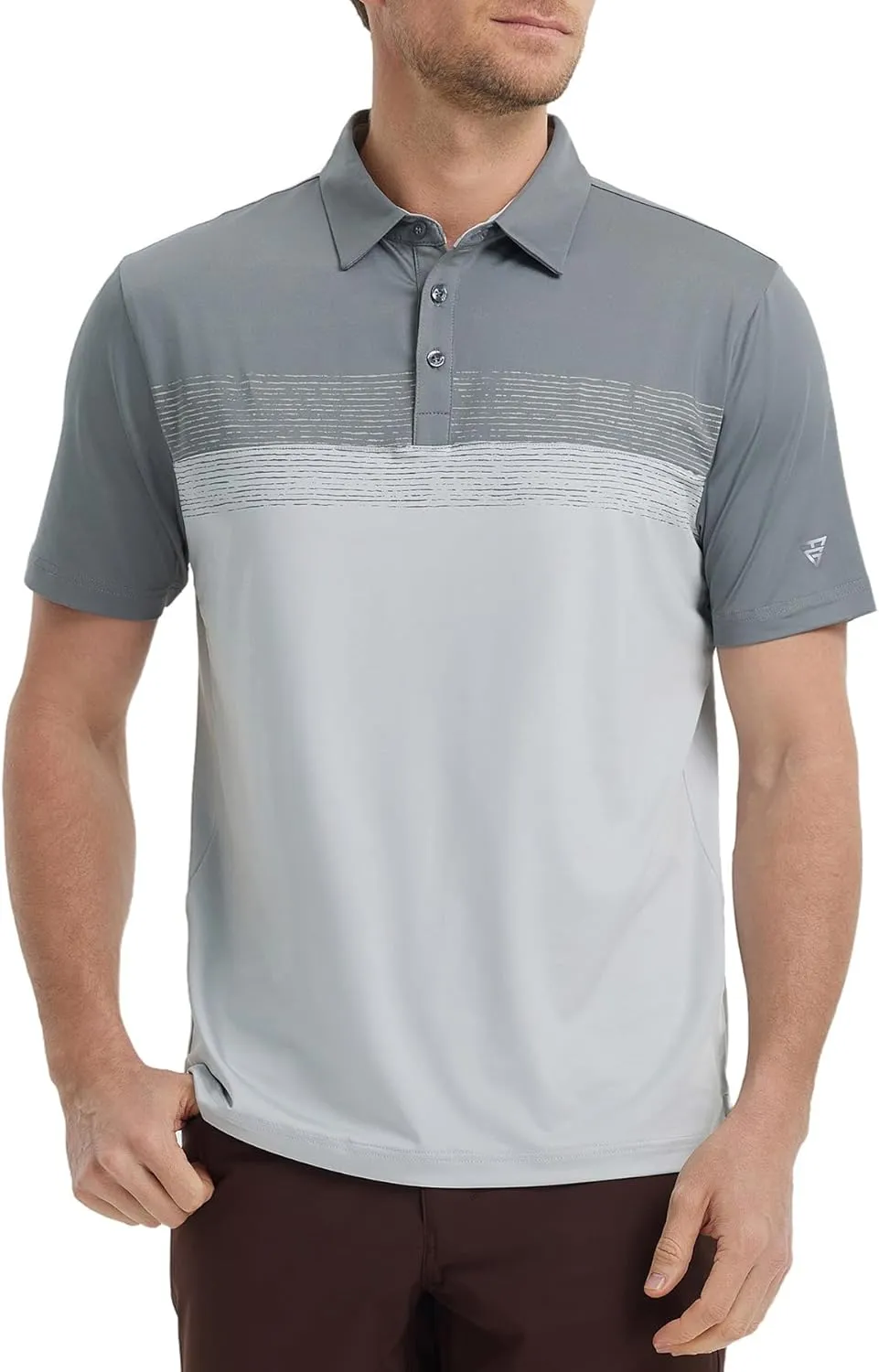 M MAELREG Golf Shirts for Men Dry Fit Performance Chest Print Color Block Moisture Wicking Casual Short Sleeve Polo Shirts