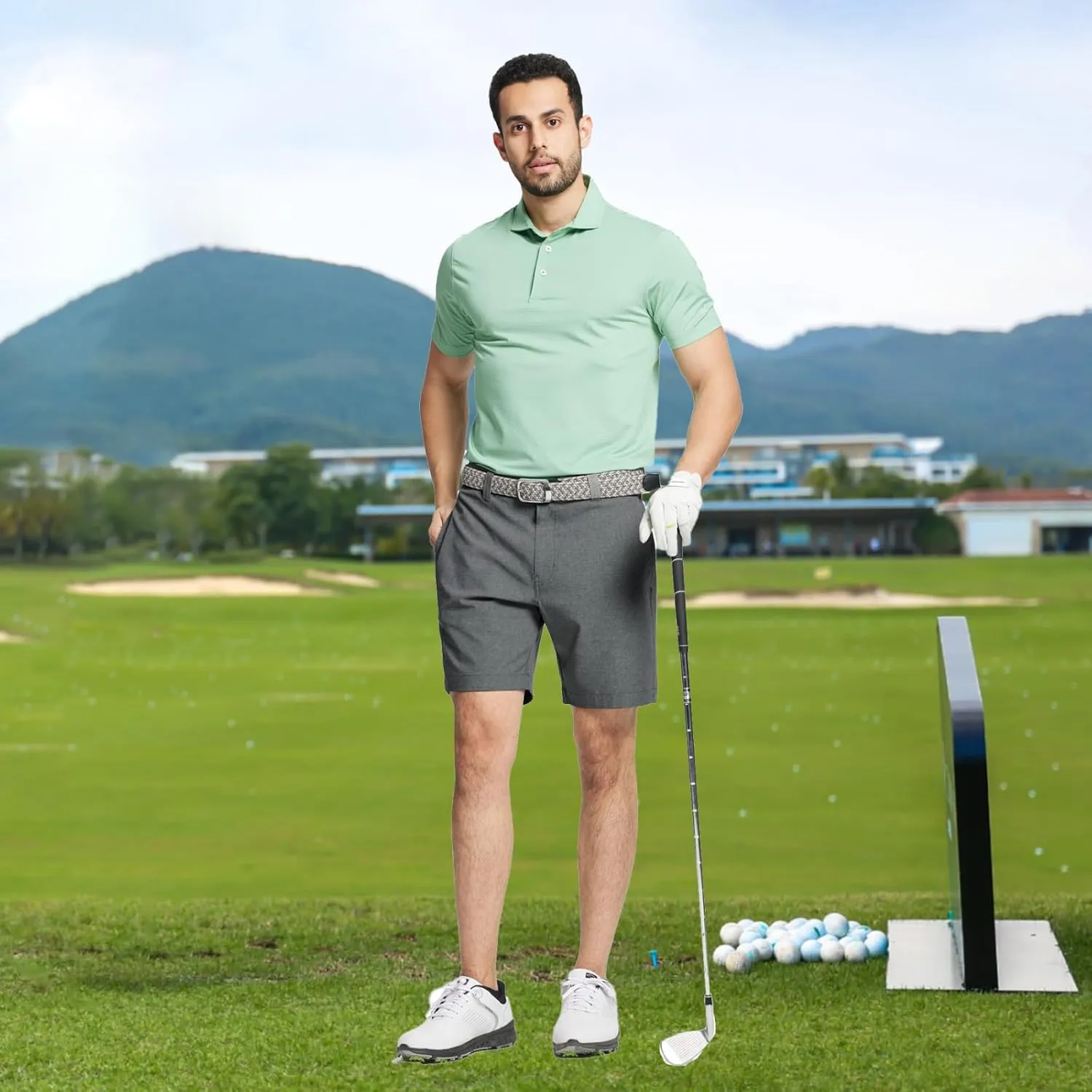 M MAELREG Golf Shorts Men 7 inch 9 inch Lightweight Dry fit Stretch Flat Front Casual Sport Heather Hybrid Flex Mens Shorts