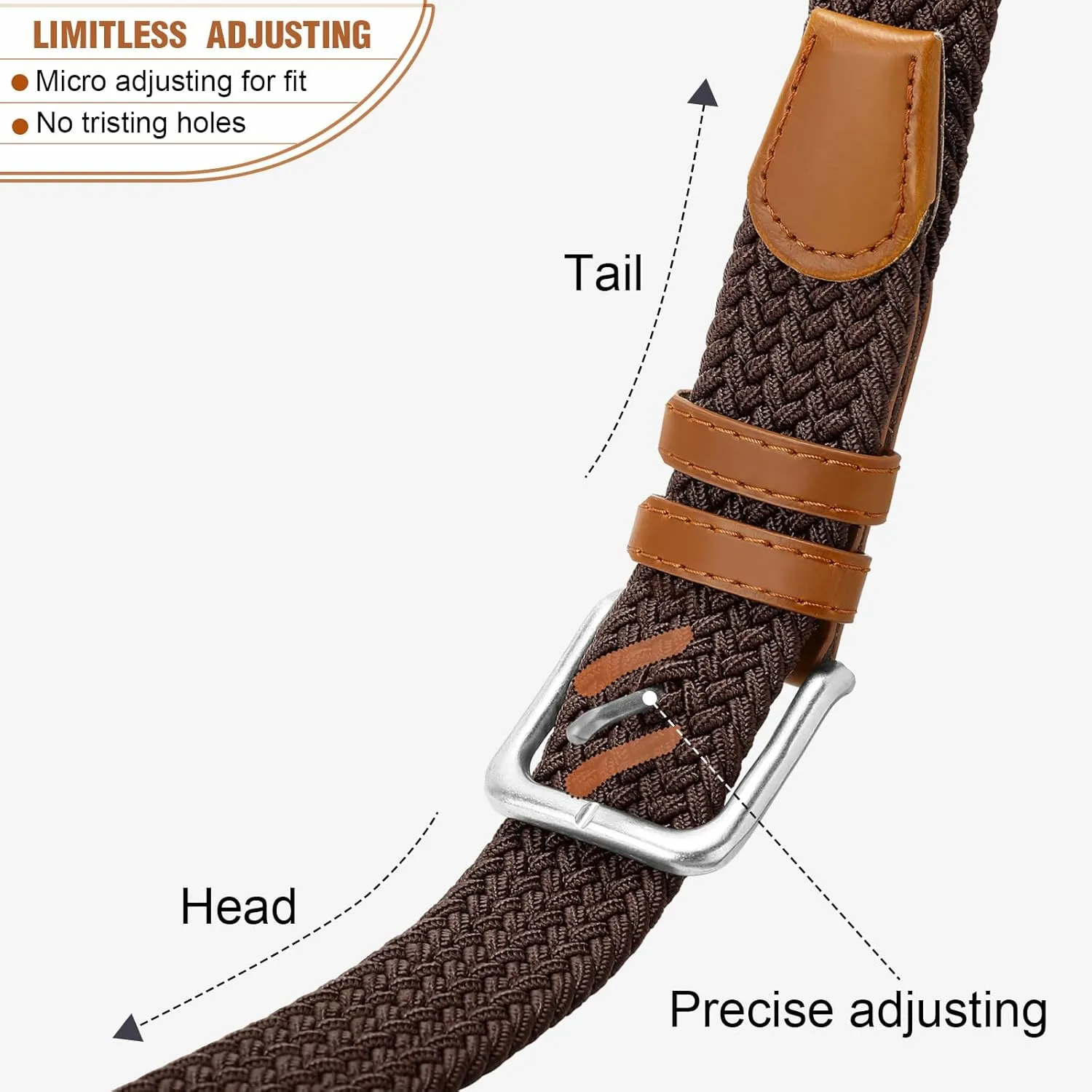 Men's Belt Braided Stretch Belt for Men Golf Pants Casual Shorts Jeans