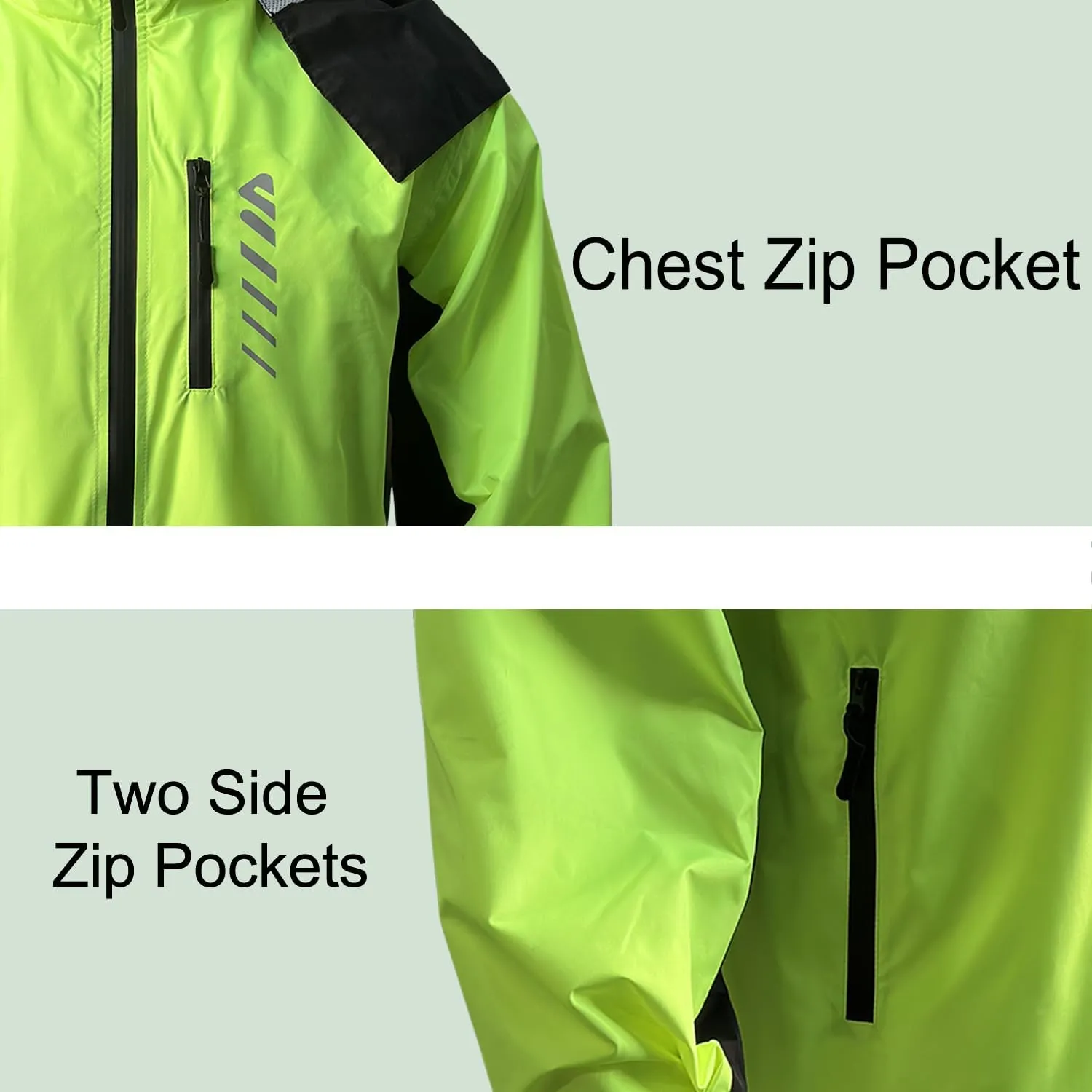 Mens Cycling Jacket,Windbreaker Lightweight Packable Rain Jacket with Pockets and Reflective Strips Raincoat