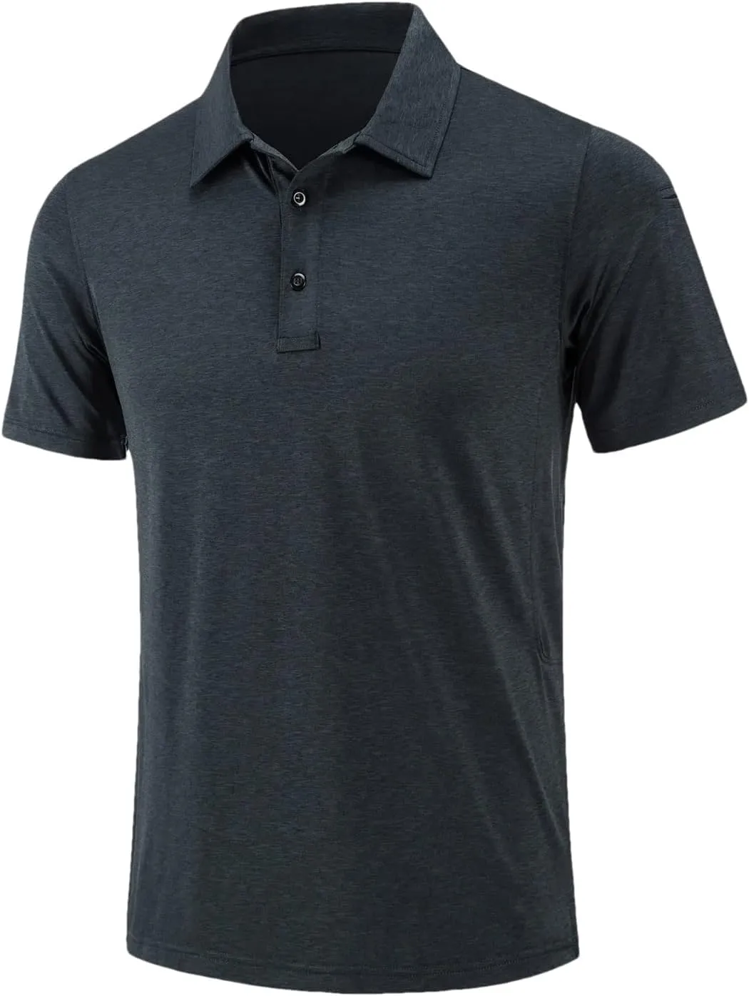 Mens Summer Casual Short Sleeve T-Shirts Golf Tshirts Quick Dry Work Polos Shirt Pullover Tops Black