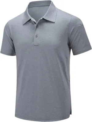 Mens Summer Casual Short Sleeve T-Shirts Golf Tshirts Quick Dry Work Polos Shirt Pullover Tops Silver
