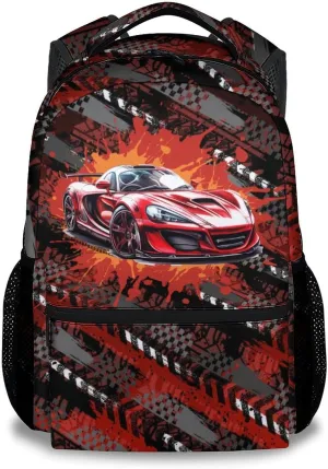 Mercuryelf Backpack for Boys - 17 Inch Bookbag for Primary Middle - Cool Racing Car Backpacks - Children's School Bag