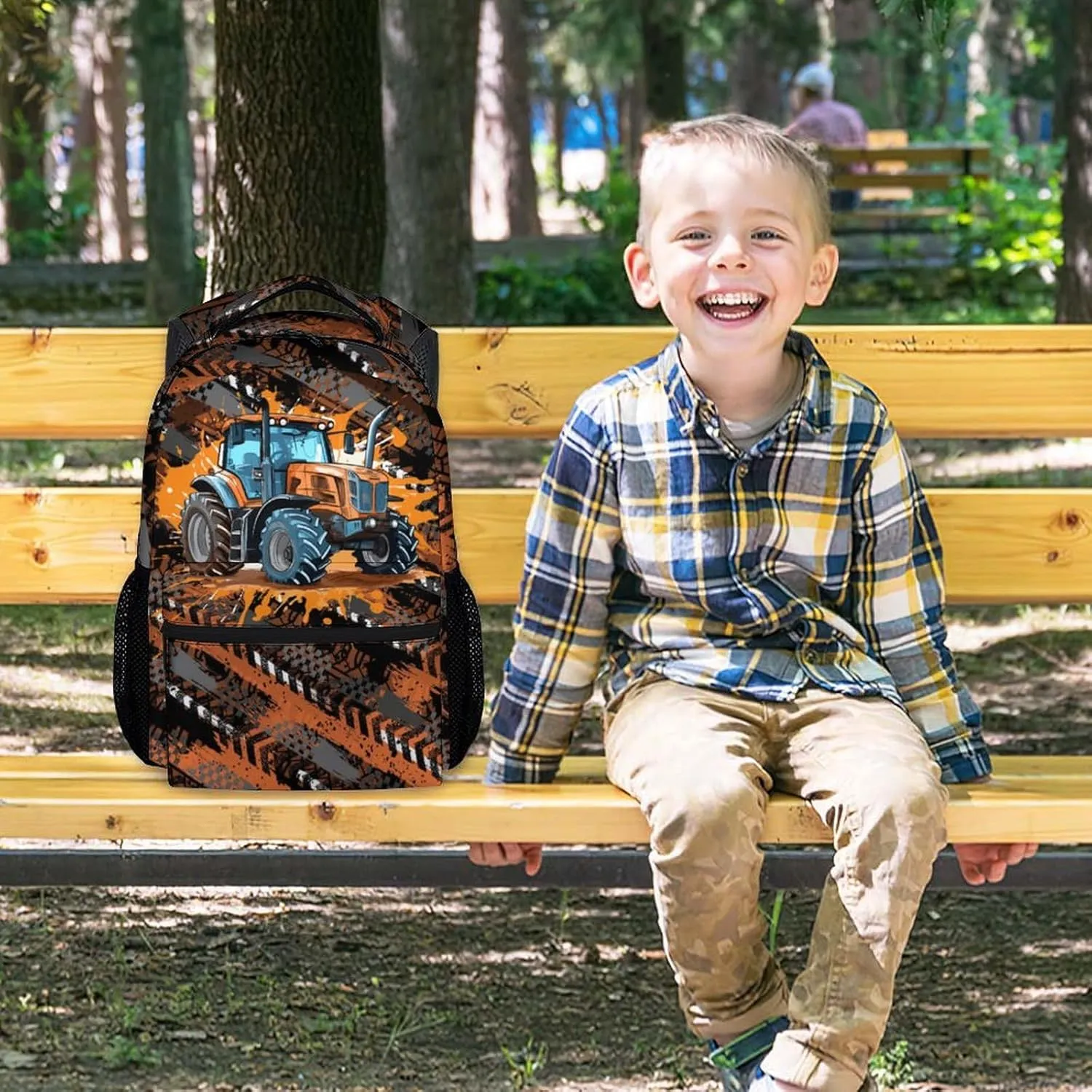 Mercuryelf Backpack for Boys - 17 Inch Tractor Backpacks for School - Cool Bookbag for Teen Kids - Lightweight Durable School Bag