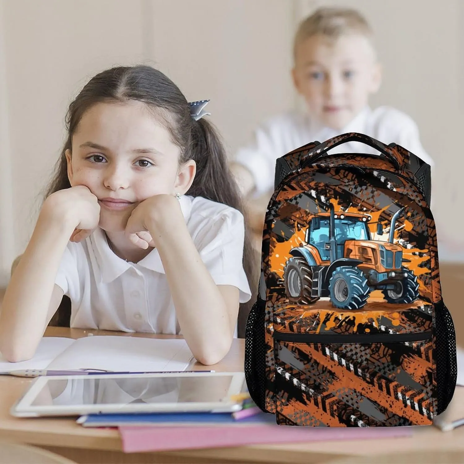 Mercuryelf Backpack for Boys - 17 Inch Tractor Backpacks for School - Cool Bookbag for Teen Kids - Lightweight Durable School Bag