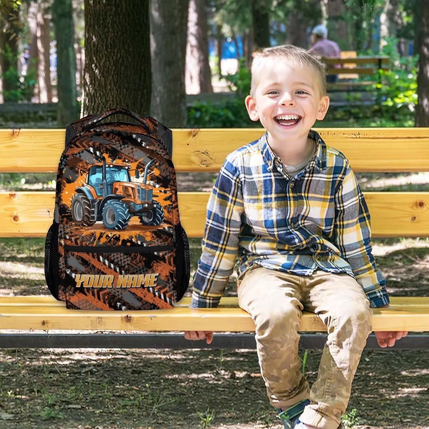 Mercuryelf Backpack for Boys - 17 Inch Tractor Backpacks for School - Personalized Cool Bookbag for Teen Kids - Lightweight Durable School Bag