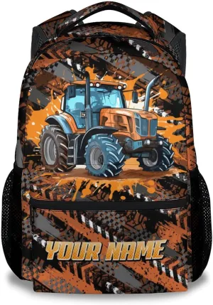 Mercuryelf Backpack for Boys - 17 Inch Tractor Backpacks for School - Personalized Cool Bookbag for Teen Kids - Lightweight Durable School Bag