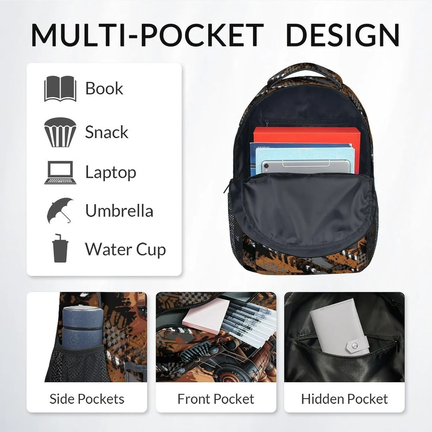 Mercuryelf School Backpack for Boys - 17 Inch Train Kid Backpack for School, Travel - Cool Bookbag for Teens Kids