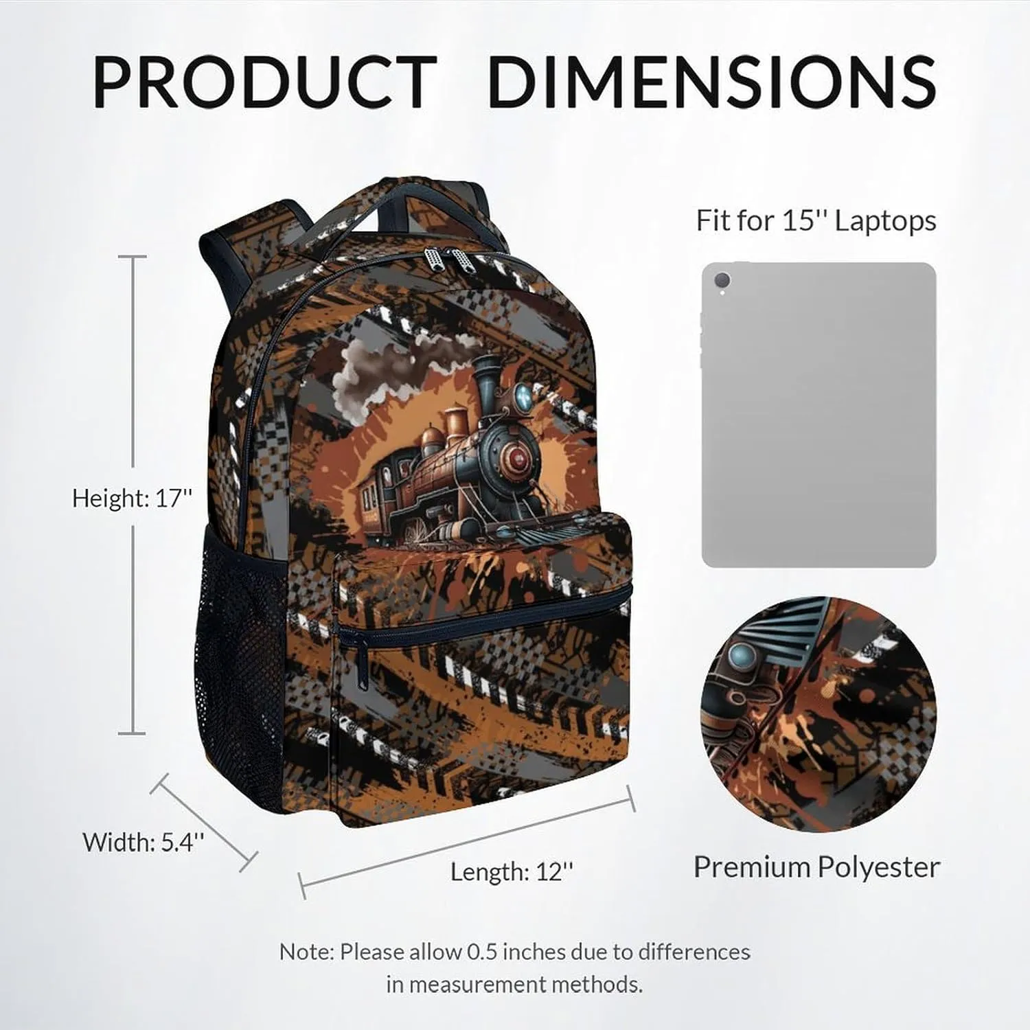 Mercuryelf School Backpack for Boys - 17 Inch Train Kid Backpack for School, Travel - Cool Bookbag for Teens Kids