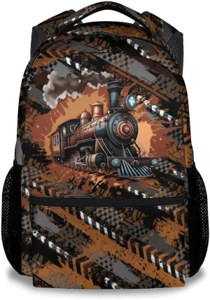 Mercuryelf School Backpack for Boys - 17 Inch Train Kid Backpack for School, Travel - Cool Bookbag for Teens Kids