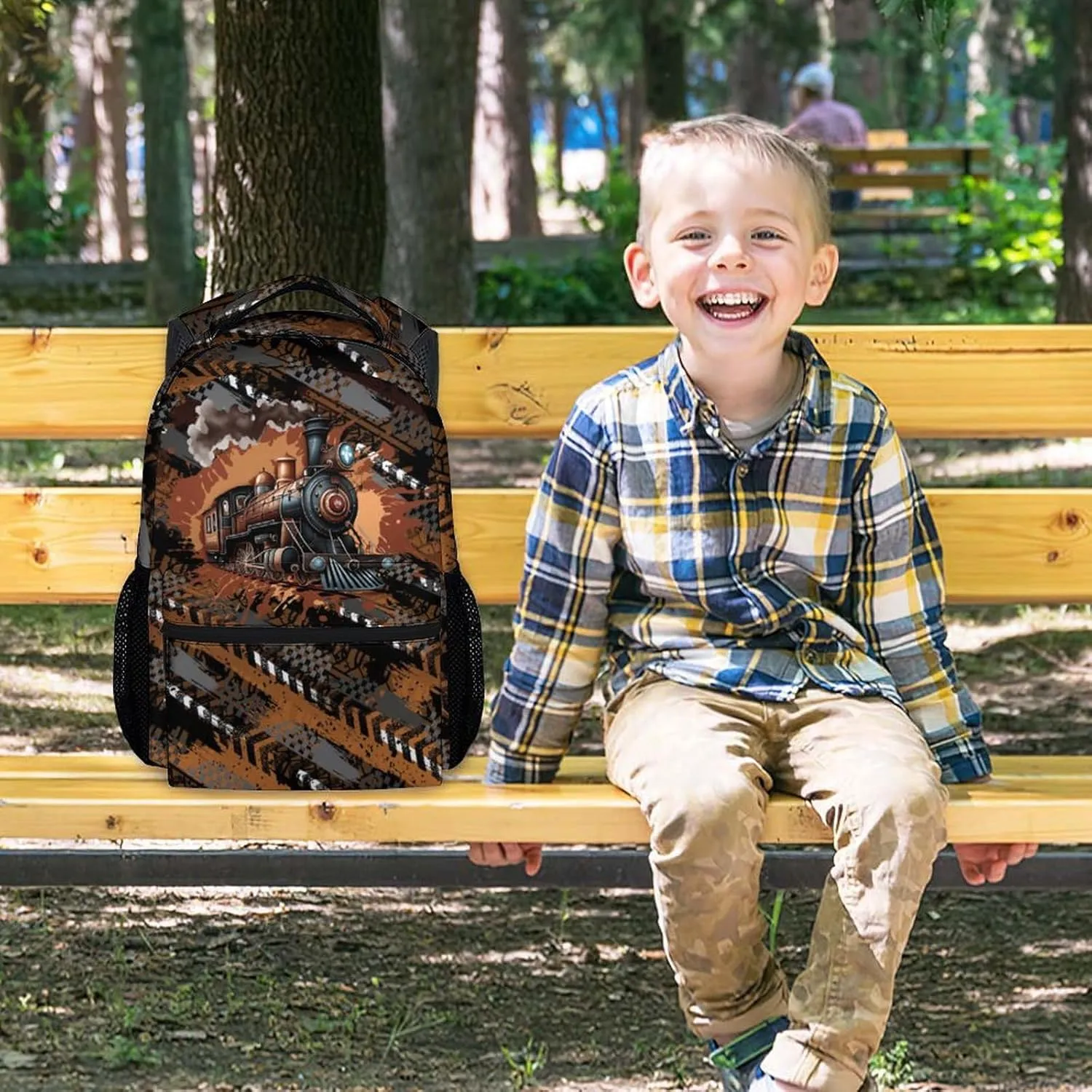 Mercuryelf School Backpack for Boys - 17 Inch Train Kid Backpack for School, Travel - Cool Bookbag for Teens Kids
