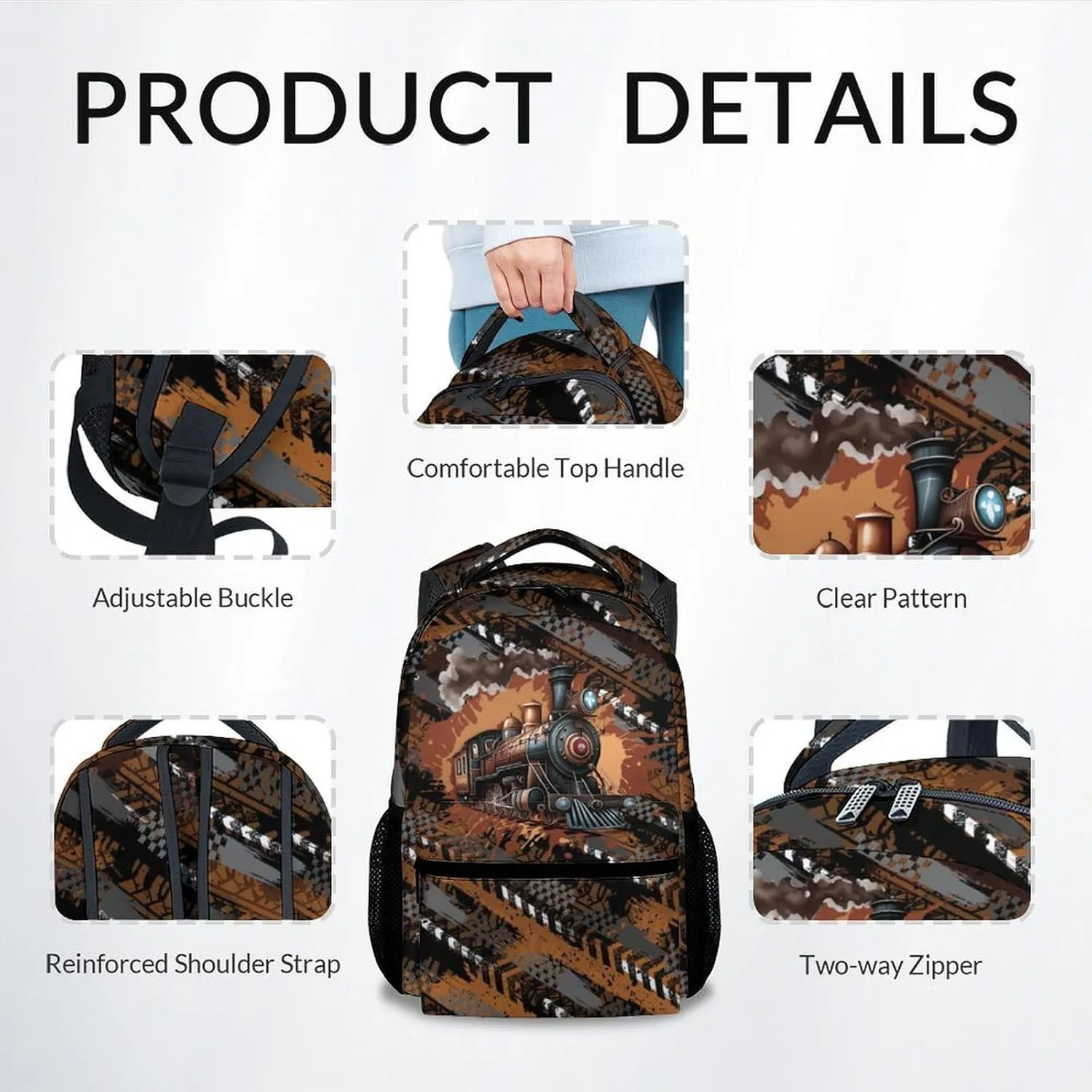 Mercuryelf School Backpack for Boys - 17 Inch Train Kid Backpack for School, Travel - Cool Bookbag for Teens Kids
