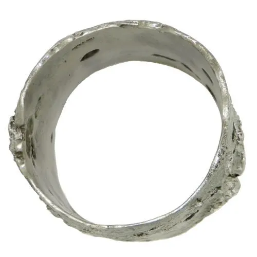 Michael Michaud Antique Pewter Birch Bark Napkin Rings for 8