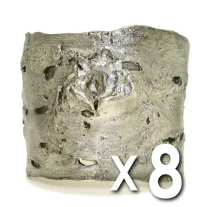 Michael Michaud Antique Pewter Birch Bark Napkin Rings for 8