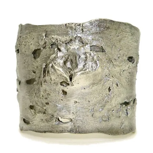 Michael Michaud Antique Pewter Birch Bark Napkin Rings for 8