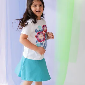 Mightly Girls' Twirl Skort with Pocket | 95% Organic Cotton, Colorful Stylish Skater Skirts with Shorts, Ideal for School, Birthday Parties, and Play, for Toddlers and Kids, Turquoise, 5