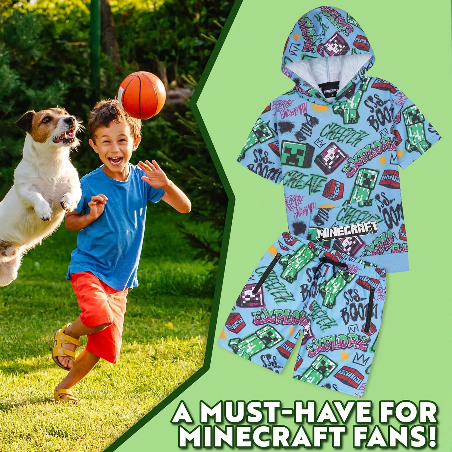 Minecraft Hoodie and Sweatpants Tracksuit for Boys Teens Kids Clothes Short Set