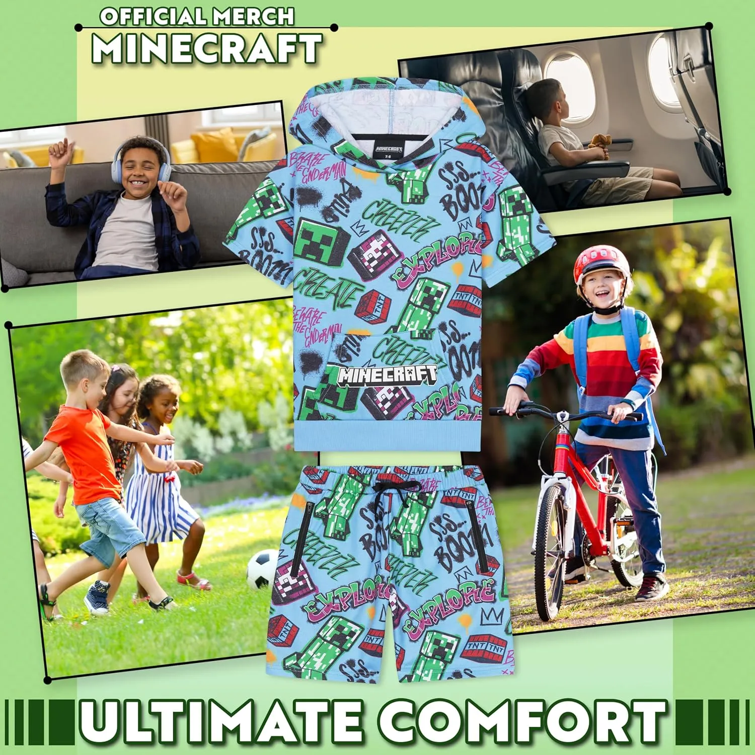 Minecraft Hoodie and Sweatpants Tracksuit for Boys Teens Kids Clothes Short Set