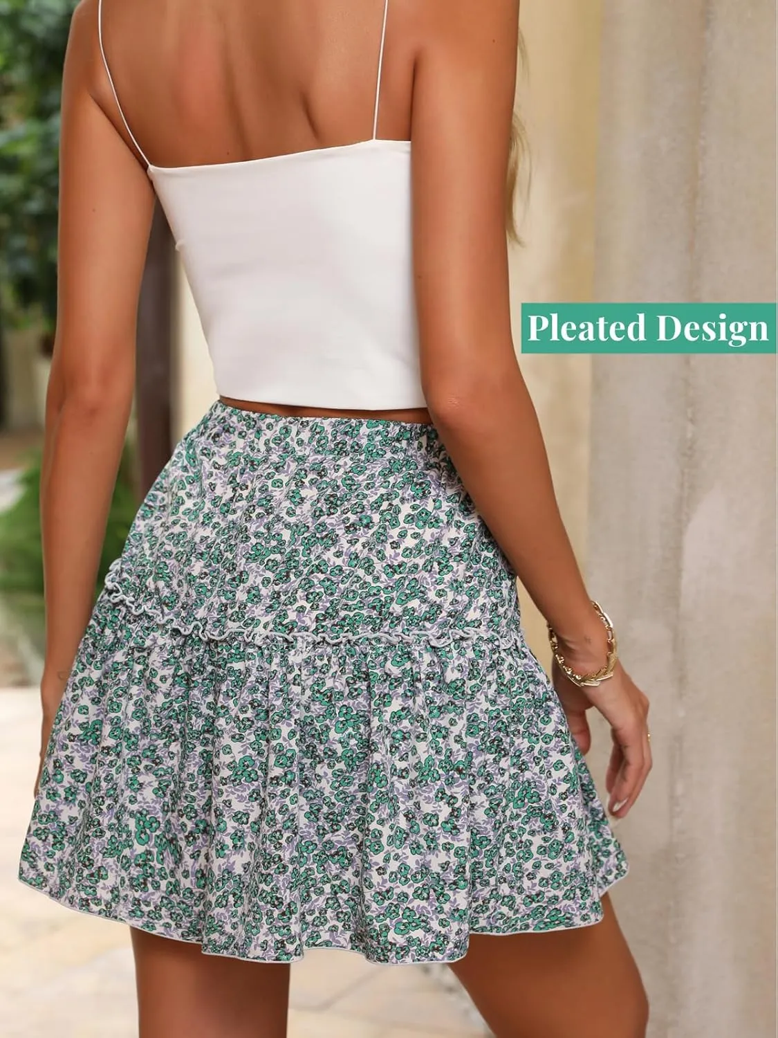 Mini Skirts for Women High Waisted Ruffle Skirt Cute Casual Layered Shorts Flowy Skort for Beach Holiday Summer