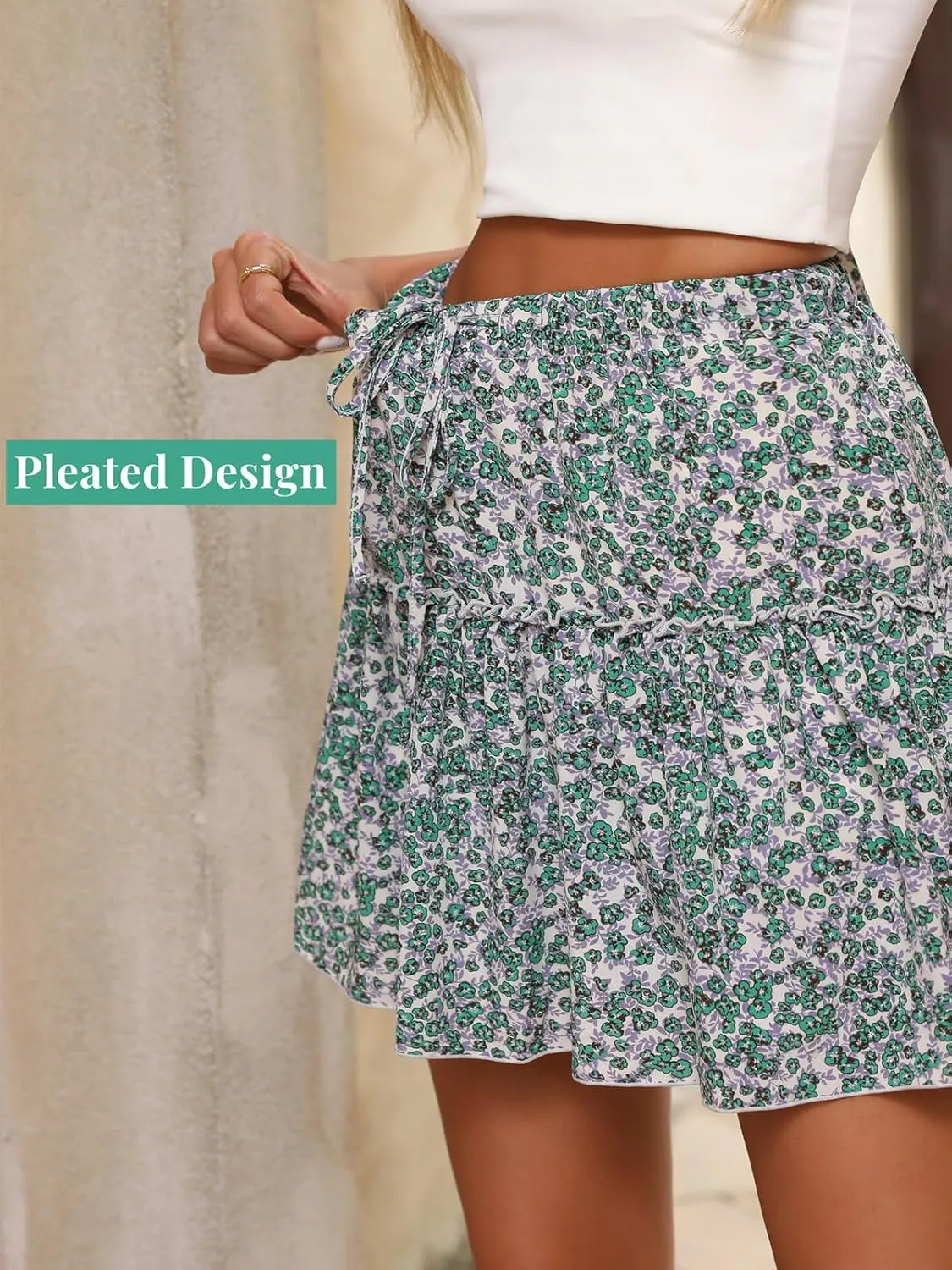 Mini Skirts for Women High Waisted Ruffle Skirt Cute Casual Layered Shorts Flowy Skort for Beach Holiday Summer