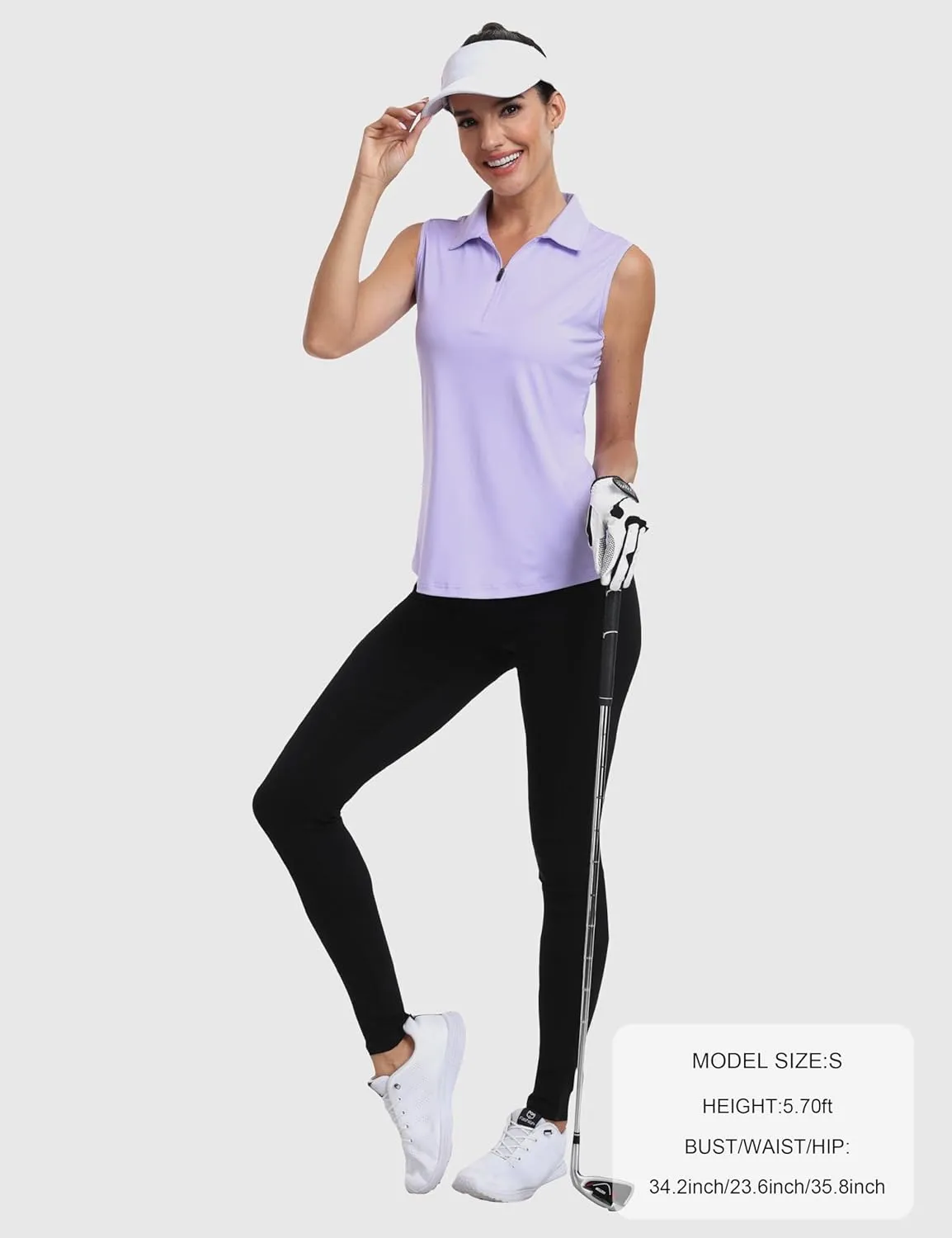 MoFiz Women's Sleeveless Golf Polo Shirts 1/4 Zip Floral Tennis Workout Golf Tank Top