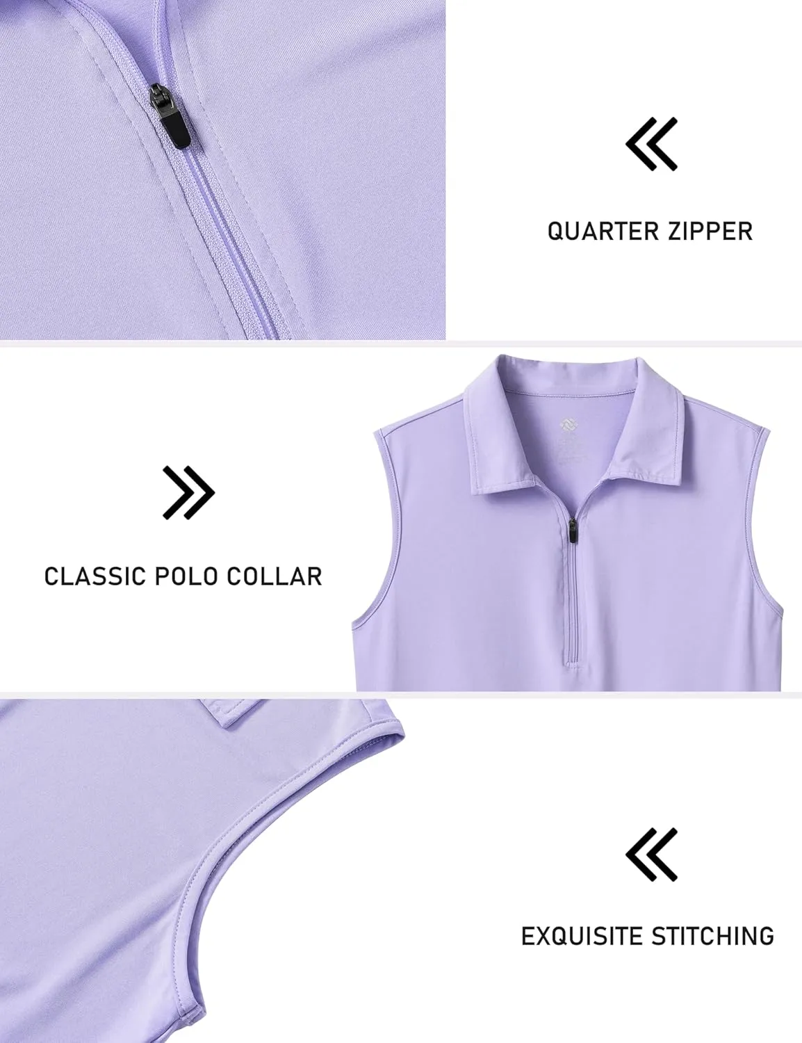 MoFiz Women's Sleeveless Golf Polo Shirts 1/4 Zip Floral Tennis Workout Golf Tank Top