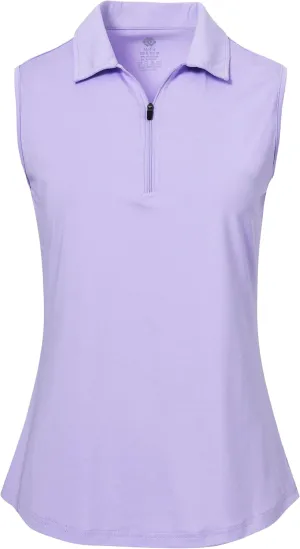 MoFiz Women's Sleeveless Golf Polo Shirts 1/4 Zip Floral Tennis Workout Golf Tank Top